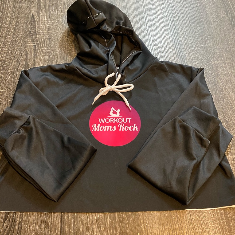 Workout Moms Rock Crop Top Hoodie